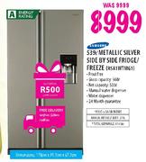 Samsung Metallic Silver Side By Side Fridge/Freezer (RSA1WTMG1)-539l