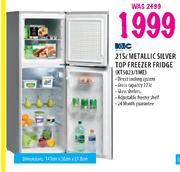 KIC Metallic Silver Top Freezer Fridge (KT5023/1ME)-215l