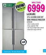 Logik Silver Side By Side Fridge/Freezer (LFR49)-375l