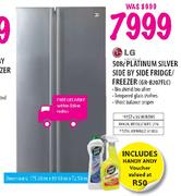 LG Platinum Silver Side By Side Fridge/Freezer (GR-B207FLC)-508l