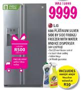 LG Platinum Silver Side By Side Fridge/Freezer With Water & Ice Dispenser(GR-L207FLQ)-608l