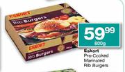 Eskort Pre-Cooked Marinated Rib Burgers-800g