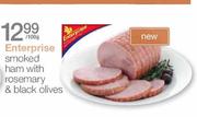 Enterprise Smoked Ham With Rosemary & Black Olives-Per 100g