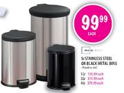 Mainstays Stainless Steel Or Black Metal Bins-40ltr
