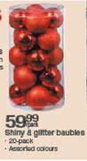 Shiny & Glitter 20-Pack Baubles-Per Pack