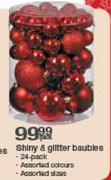  Shiny & Glitter 24-Pack Baubles-Per Pack