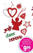 Assorted Wooden Tree Decorations Each