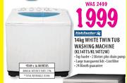 Kelvinator White Twin Tub Washing Machine(KL14TTS/KL14TT2W)-14Kg