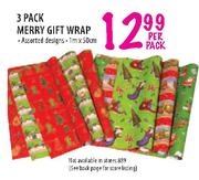 3 Pack Merry Gift Wrap-Per Pack