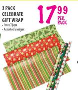 3 Pack Celebrate Gift Wrap-Per Pack
