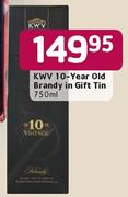 KWV 10 Year Old Brandy In Gift Tin-750ml