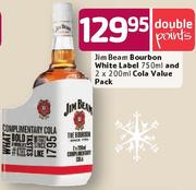 Jim Beam Bourbon White Label 750ml & 2x200ml Cola Value Pack