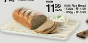 50% Rye Bread-500gm Each