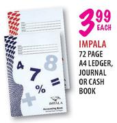 Impala 72 Page A4 Ledger,Journal or Cash Book-Each
