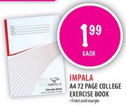 Impala A4 72 Page College Exercise Book-Each