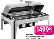 Sunnex Stainless Steel Roll Top Chafing Dish-9L Each