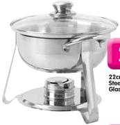Round Stainless Steel Chafing Dish With Glass Lid-22cm Each