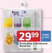 Pretty Baby 3-Bottle and Brush Set