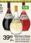 Robertson's Winery Natural Sweet White/Natural Sweet Rose/Natural Sweet Red-1.5Ltr Each