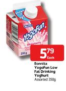 Bonnita Yogofun Low Fat Drinking Yoghurt Assorted-350g Each