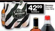 Savanna Dry/Light Cider NRB-6 x 330ml