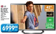 LG 42"(107cm) 3D Full HD Slim LED TV(42LM6410)
