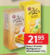 Bakers Provita Multigrain Or Wholewheat-500g Each