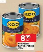 Koo Peach Halves Or Slices-410g Each