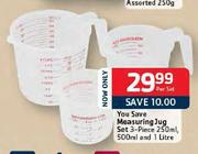 Measuring Jug Set 3-Piece-250ml, 500ml And 1Ltr Per Set