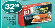 I&J Light & Crispy Hake Fillets Portions Assorted-500g Each