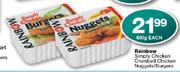 Rainbow Simply Chicken Crumbed Chicken Nuggets/Burgers-400g Each