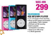 Telefunken 4GB Mp3/Mp4 Player-Each