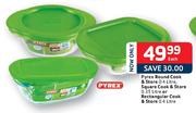 Pyrex Round Cook & Store-0.4Ltr, Square Cook & Store-0.35Ltr or Rectangular Cook & Store-0.4Ltr Each