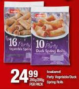 Iceland Party Vegetable/Duck Spring Rolls-200g/288g Per Pack