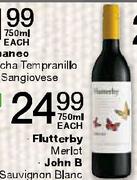 Flutterby Merlot/John B Sauvignon Blanc-750ml Each