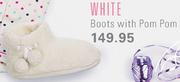 White Boots With Pom Pom