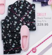 Shelly Black Flannel Dog PJ's
