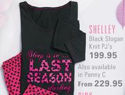 Shelley Black Slogan Knit PJ's