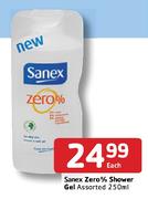 Sanex Zero % Shower Gel Assorted-250ml Each
