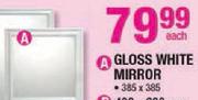Glass White Mirror 385x385mm-Each