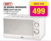Defy 20ltr Manual Microwave Oven(White DMO348)