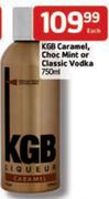 KBG Caramel Choc Mint Or Classic Vodka-750ml Each