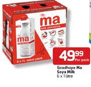 Goodhope Ma Soya Milk-6x1ltr Per Pack