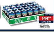 Castle Lite Non Returnable Bottles 24x340ml Or Cans-24x330ml Case