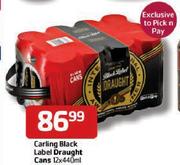 Carling  Black Label Draught Cans-12X440ml
