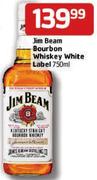 Jim Beam Bourbon Whiskey White Label - 750ml Each