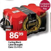 Carling Black Label Draught Cans - 12X440ml