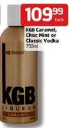 KGB Caramel Choc Mint Or Classic Vodka - 750ml Each
