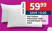 Pnp Cotton Pillowcase 200 Thread Count Twin Pack-Each