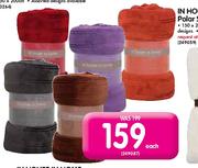 In House In Home Double Line Coral Fleece Throw-Each